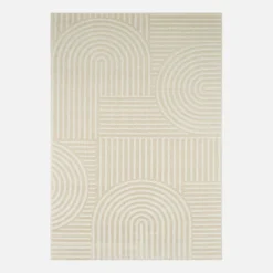 Indoor rug with graphic arch pattern, cream