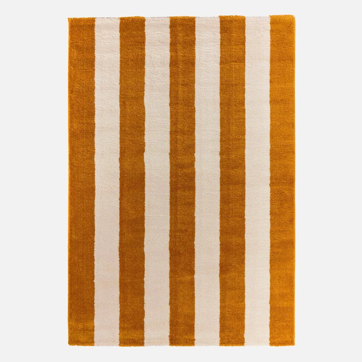 Indoor rug with ochre and white stripes