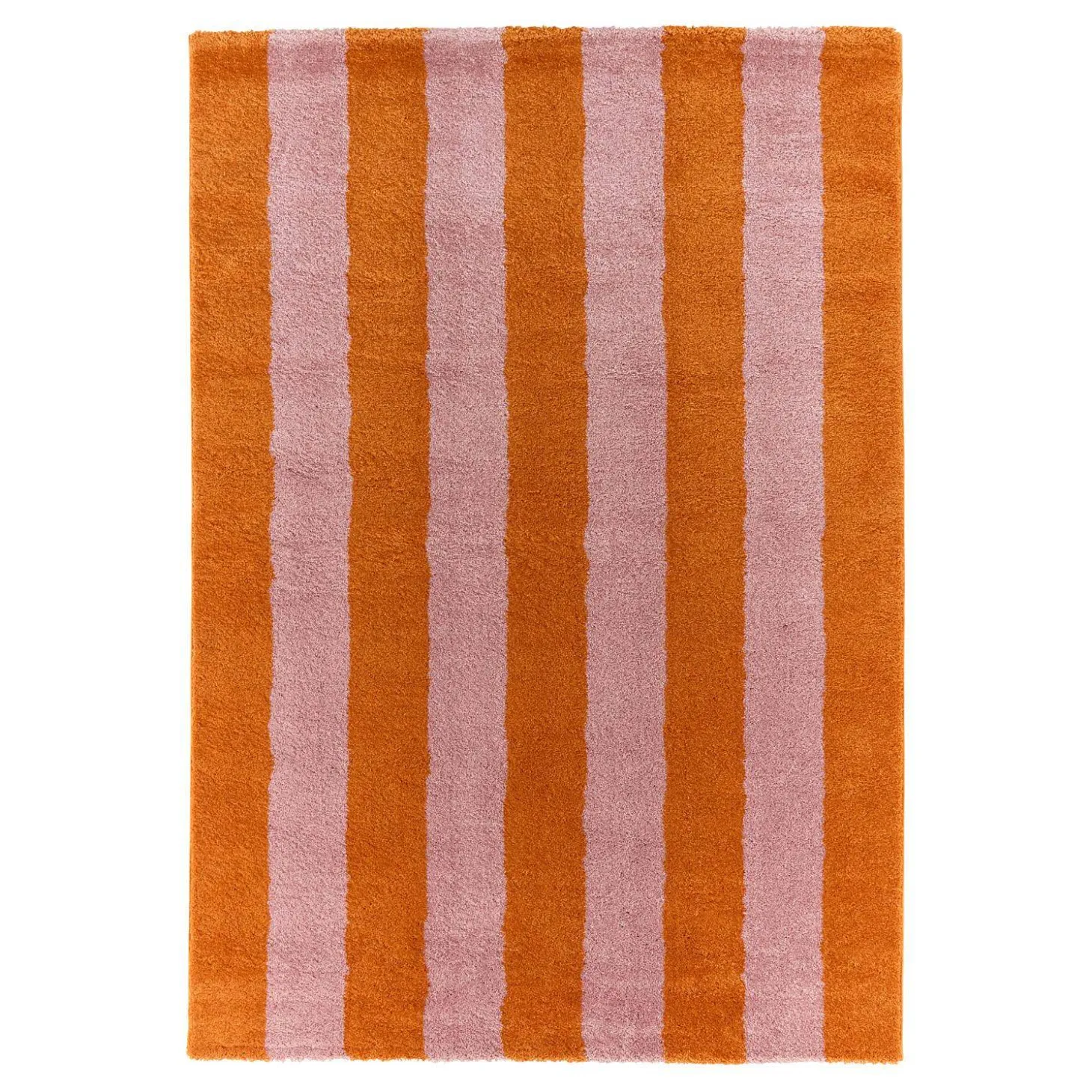 Indoor rug with orange and pink stripes