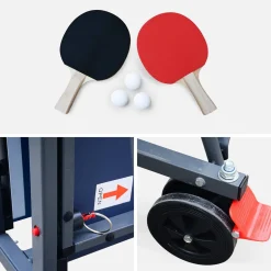 Indoor table tennis table with 2 bats, 3 balls and protective cover