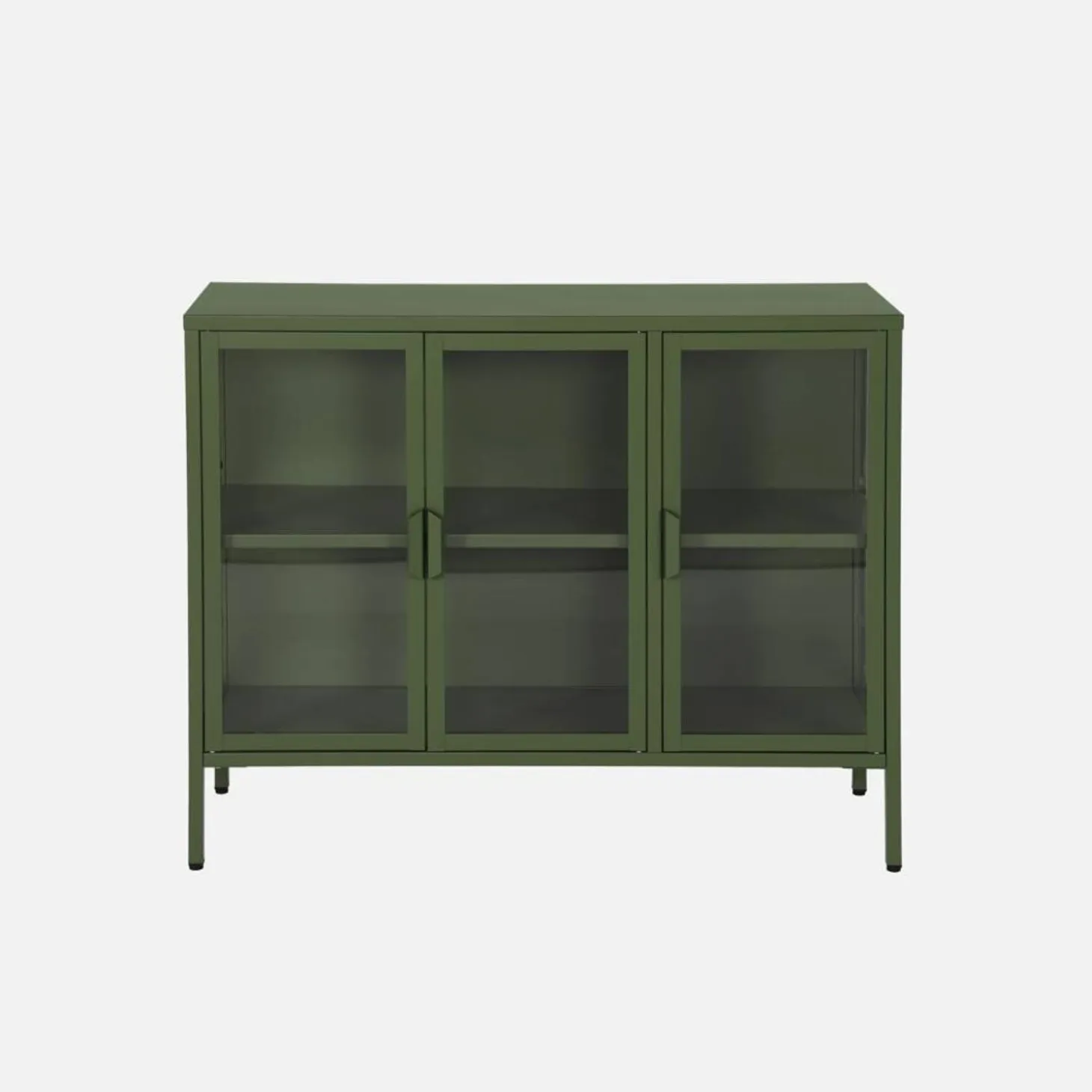 Industrial metal and tempered glass sideboard with 3 doors 100cm