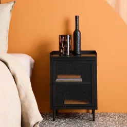 Industrial metal bedside table with 1 door