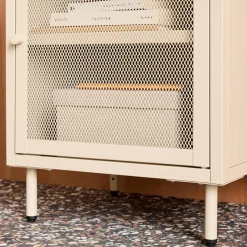 Industrial metal bedside table with 1 door