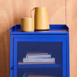 Industrial metal bedside table with 1 door
