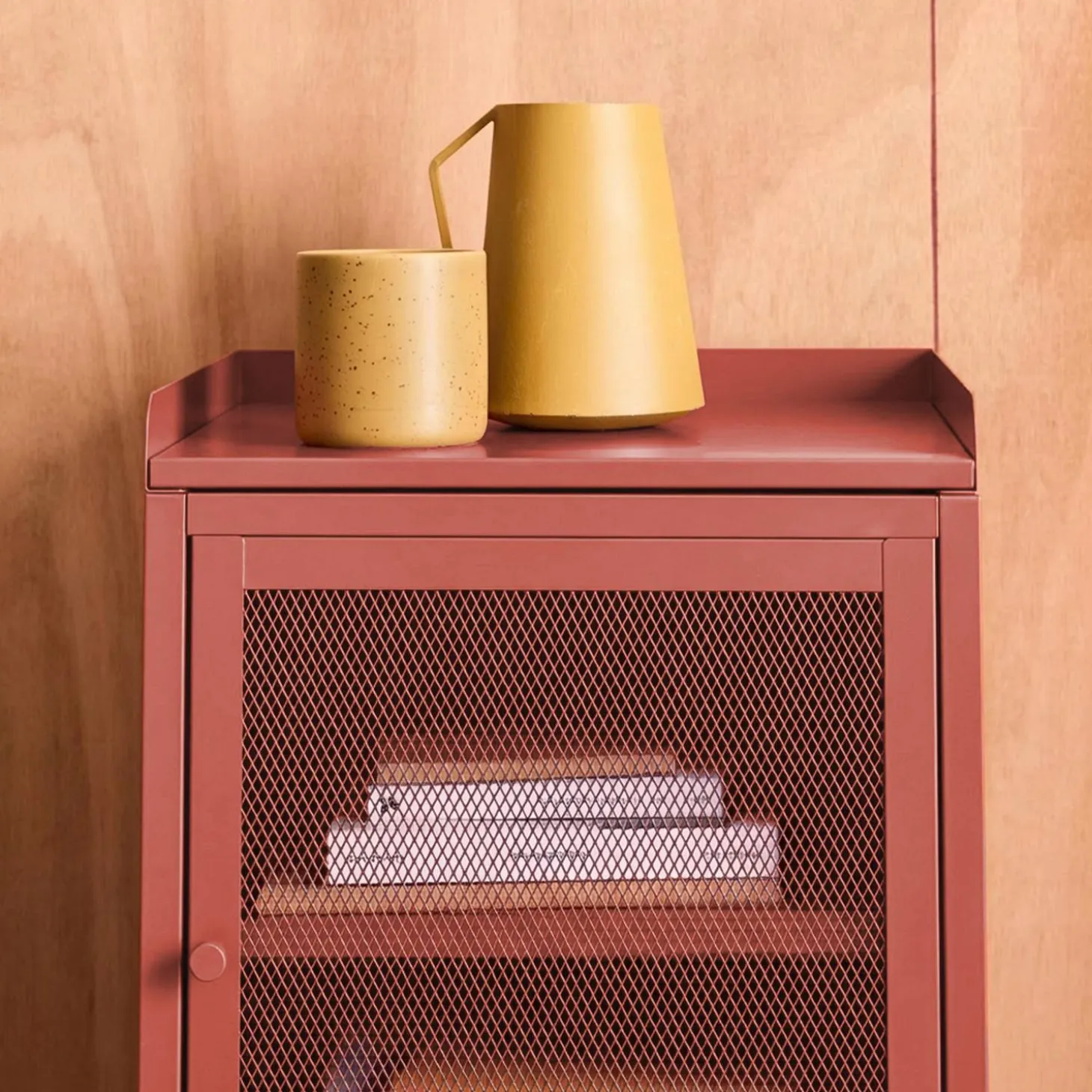 Industrial metal bedside table with 1 door