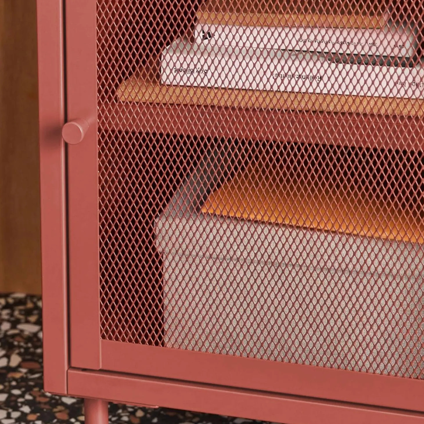 Industrial metal bedside table with 1 door