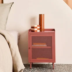 Industrial metal bedside table with 1 door