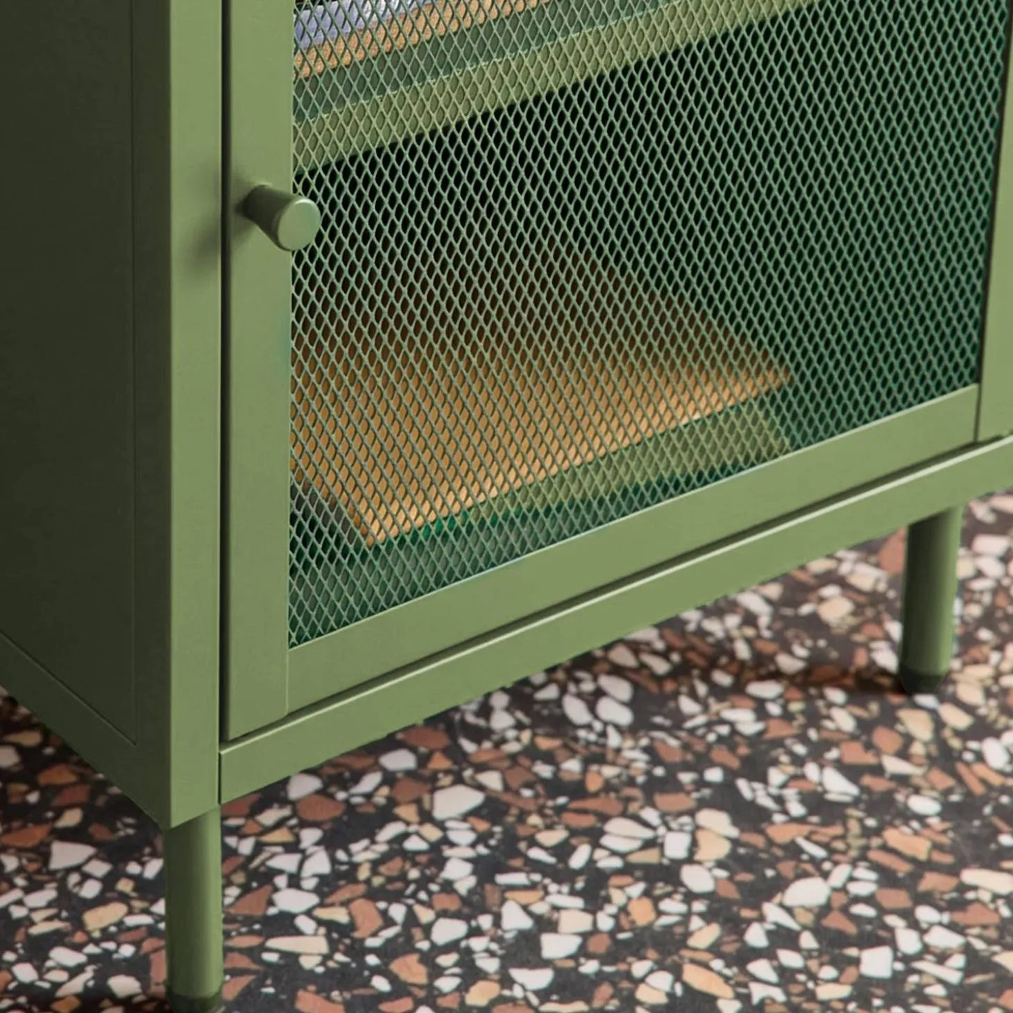 Industrial metal bedside table with 1 door