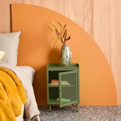 Industrial metal bedside table with 1 door