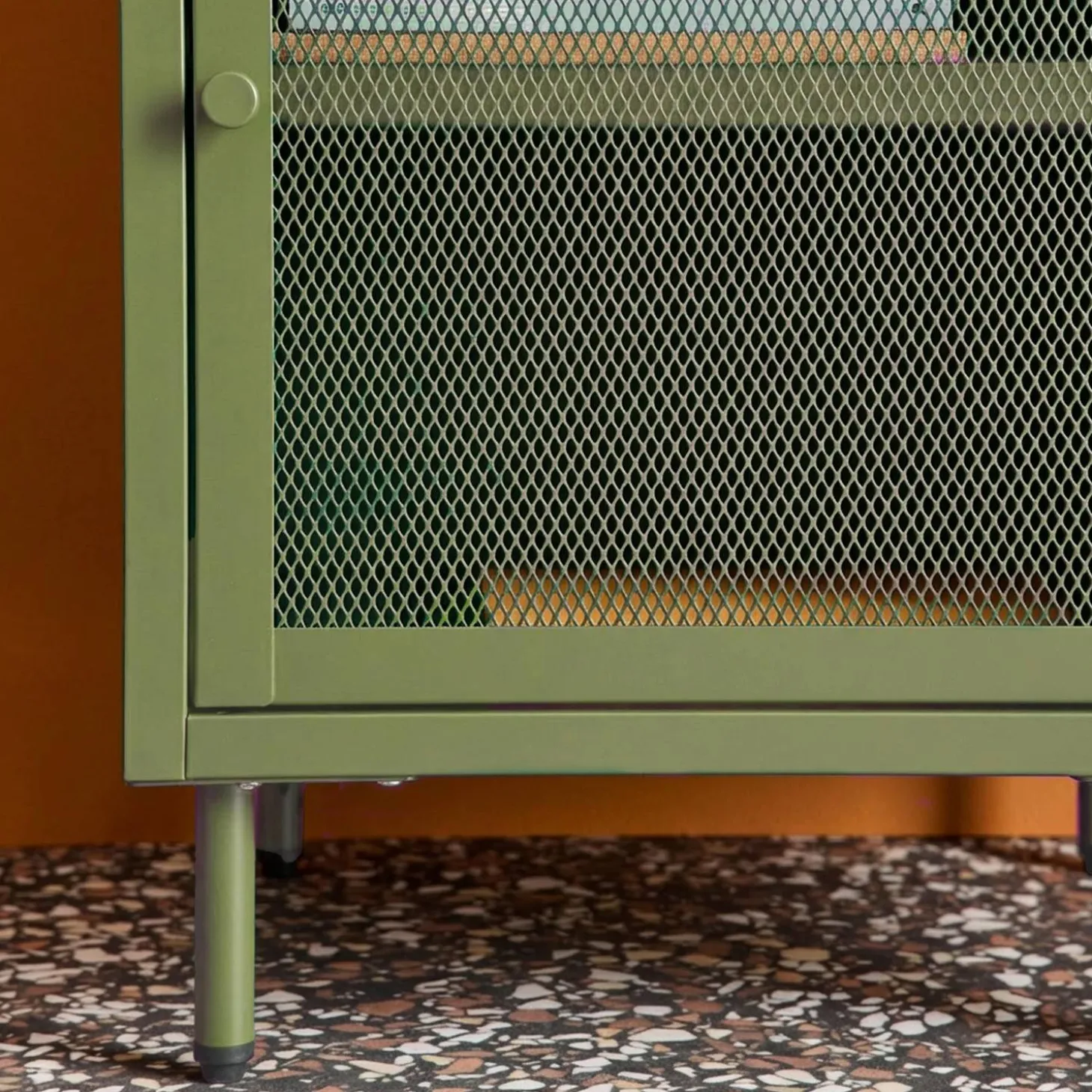 Industrial metal bedside table with 1 door