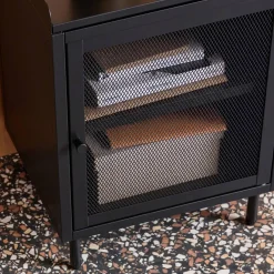 Industrial metal bedside table with 1 door (set of 2)