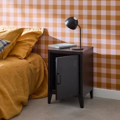 Industrial metal bedside table with 1 door