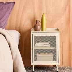 Industrial metal bedside table with 1 door (set of 2)