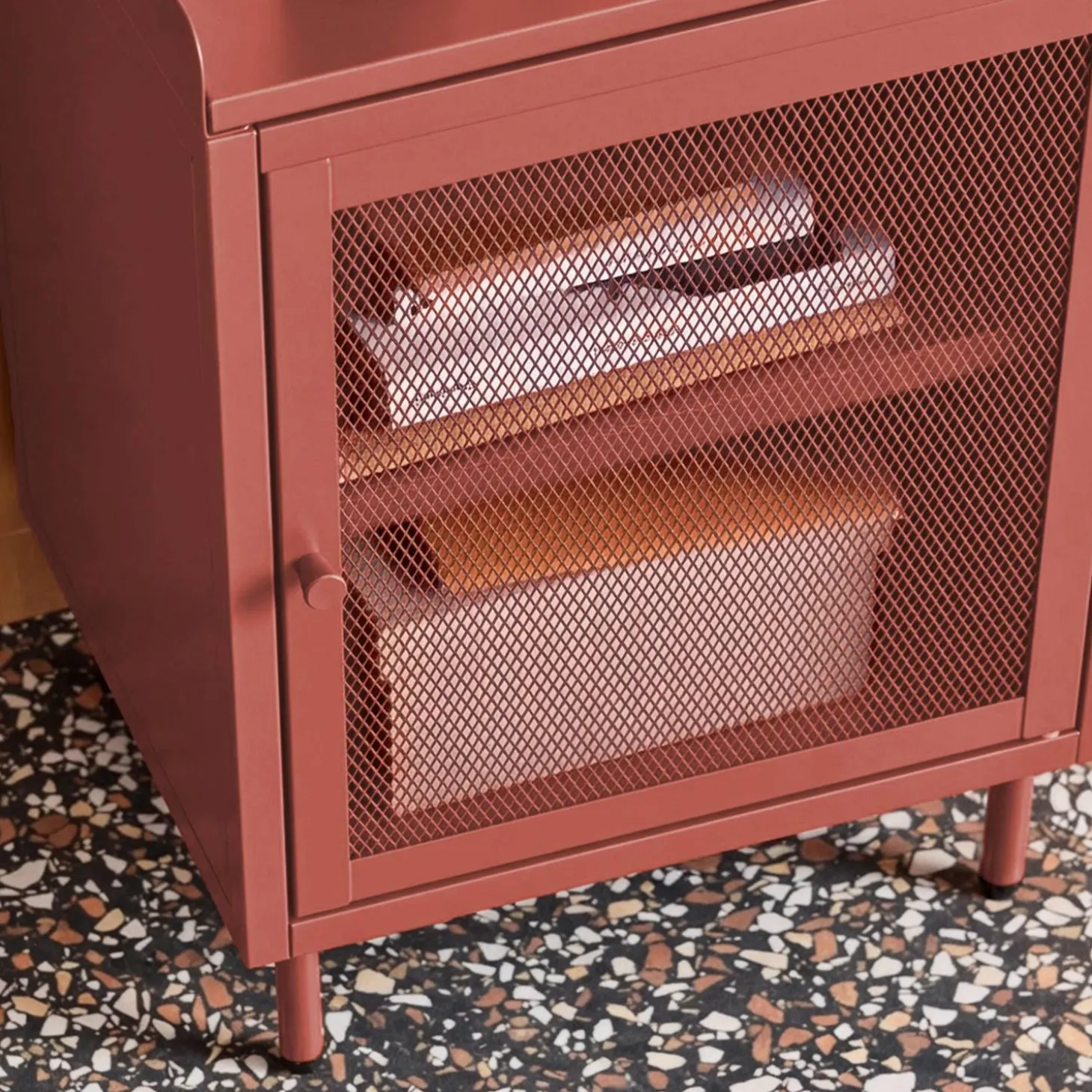 Industrial metal bedside table with 1 door (set of 2)