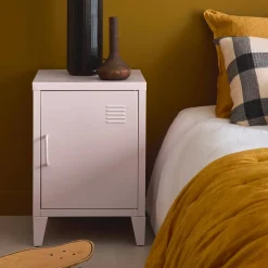 Industrial metal bedside table with 1 door