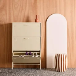 Industrial Metal Shoe Cabinet with 3 Drawers