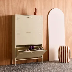 Industrial Metal Shoe Cabinet with 3 Drawers