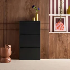 Industrial Metal Shoe Cabinet with 3 Drawers