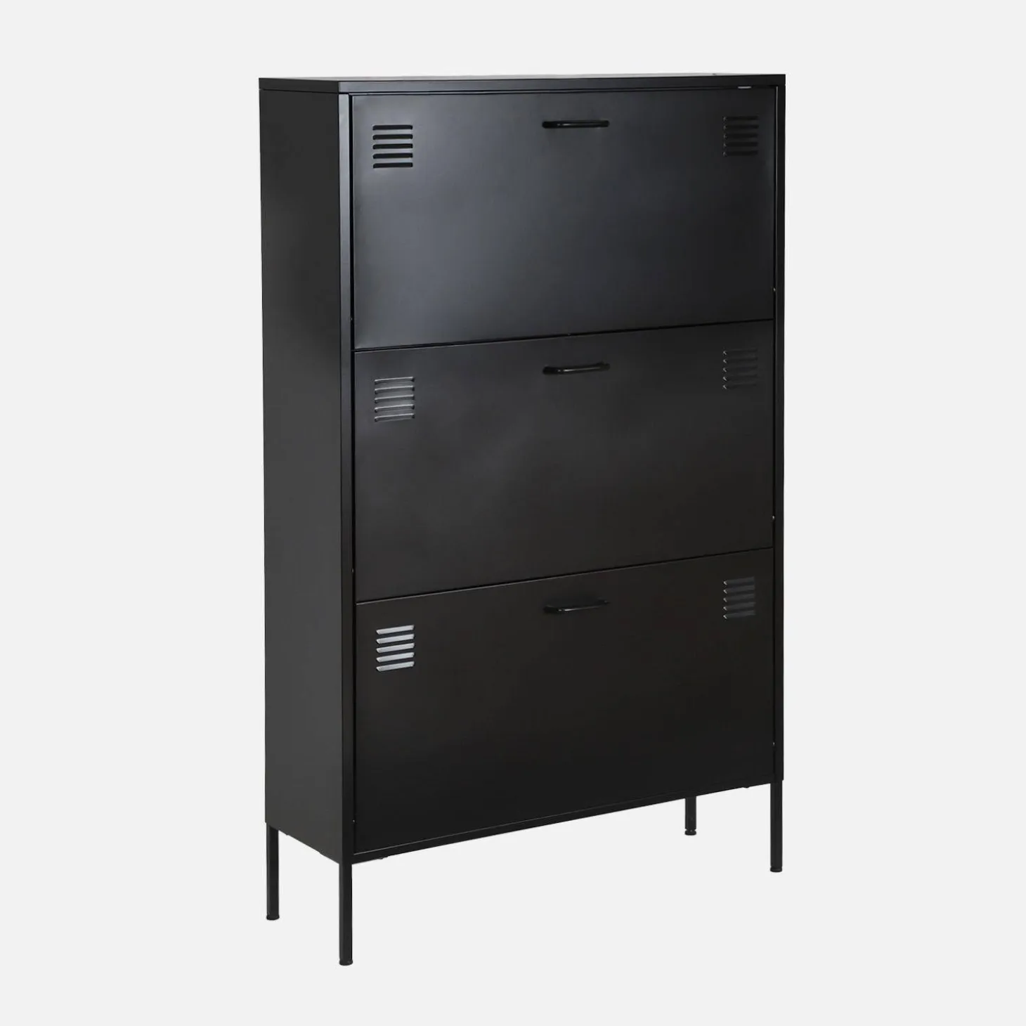 Industrial Metal Shoe Cabinet with 3 Drawers