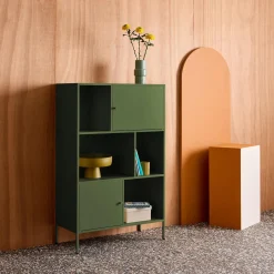 Industrial metal storage cabinet with 6 compartments