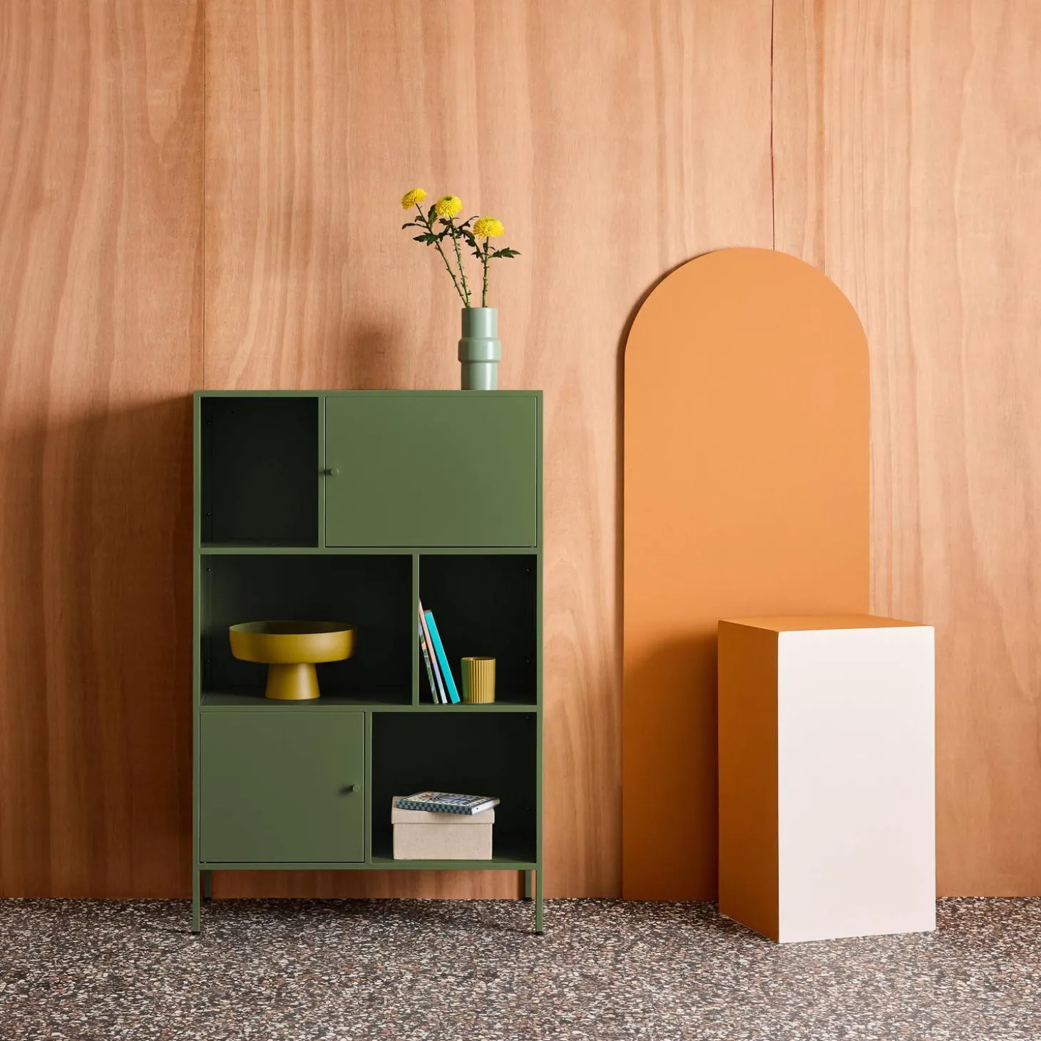 Industrial metal storage cabinet with 6 compartments