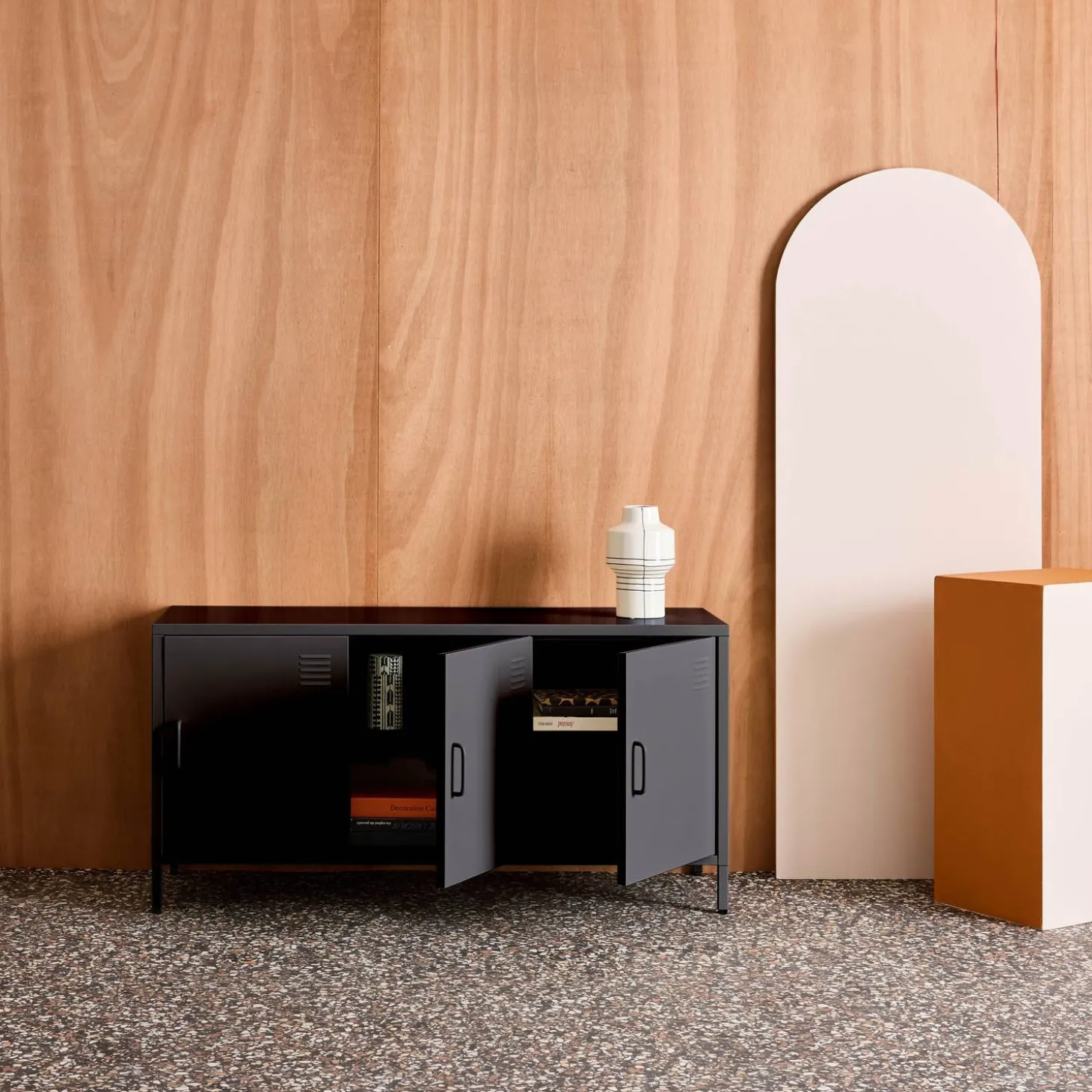 Industrial Metal TV Stand with 3 Doors 120cm