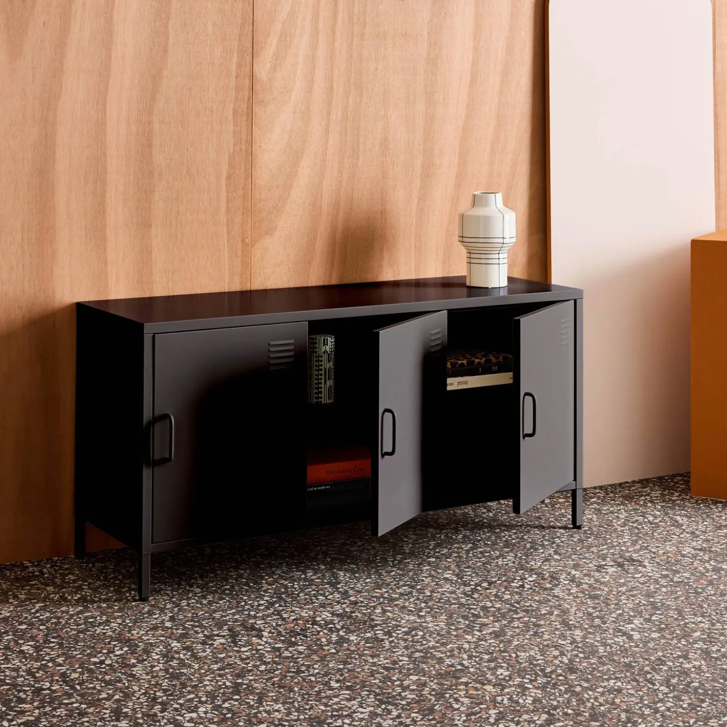 Industrial Metal TV Stand with 3 Doors 120cm