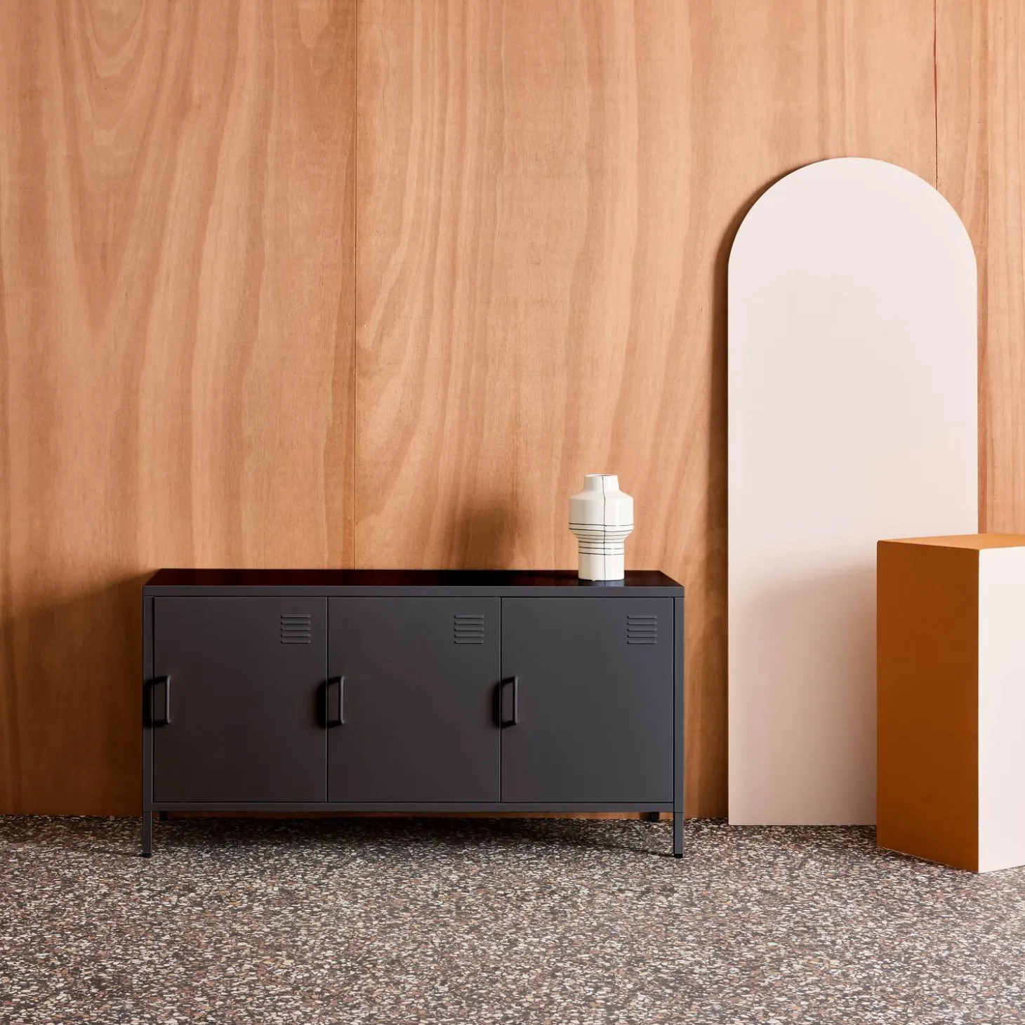 Industrial Metal TV Stand with 3 Doors 120cm
