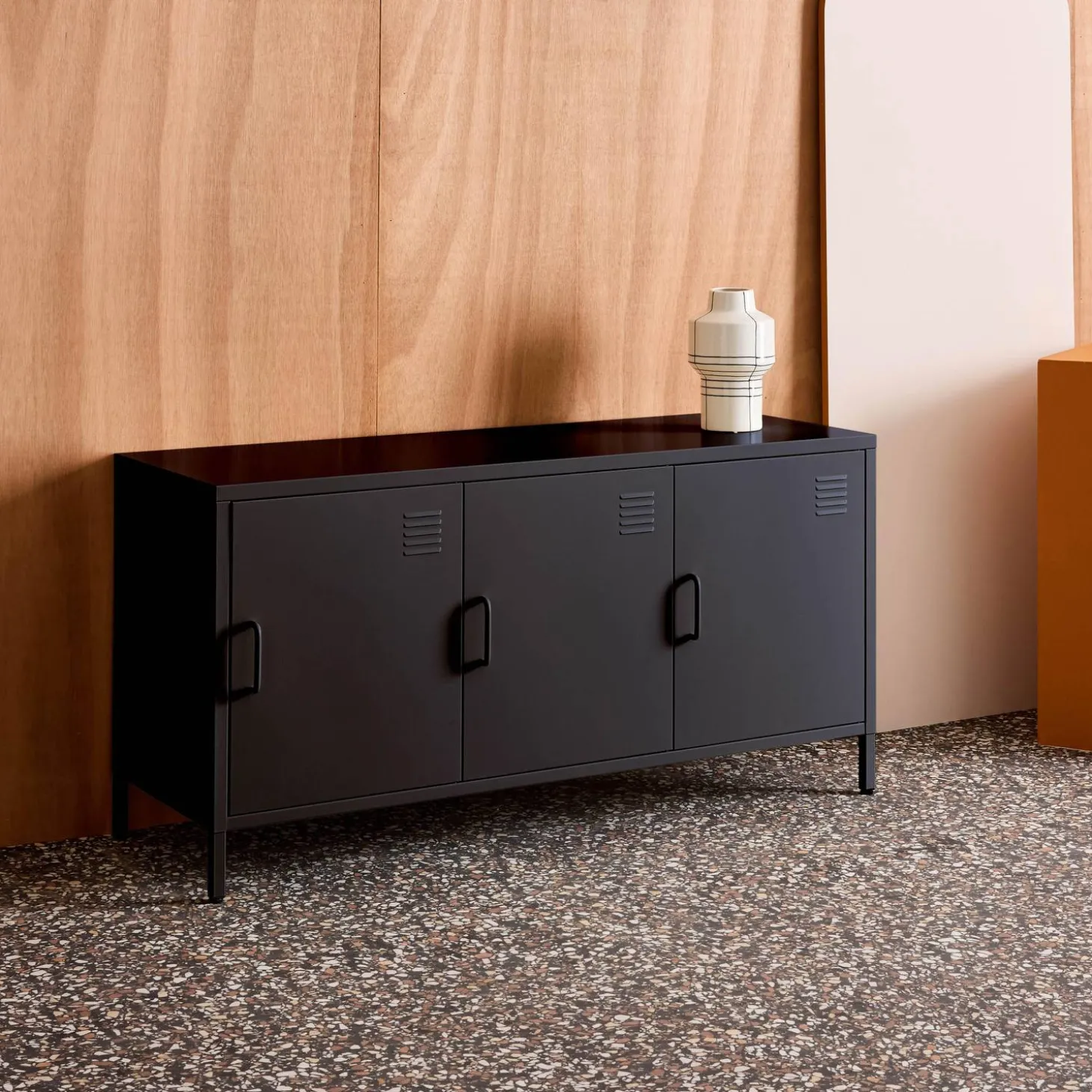 Industrial Metal TV Stand with 3 Doors 120cm