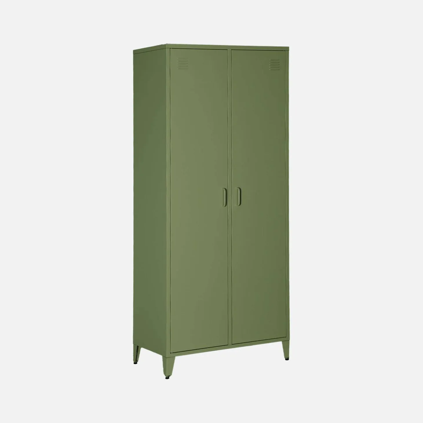 Industrial metal wardrobe for bedroom closet with 2 doors, 4 shelves, 1 hanging rail