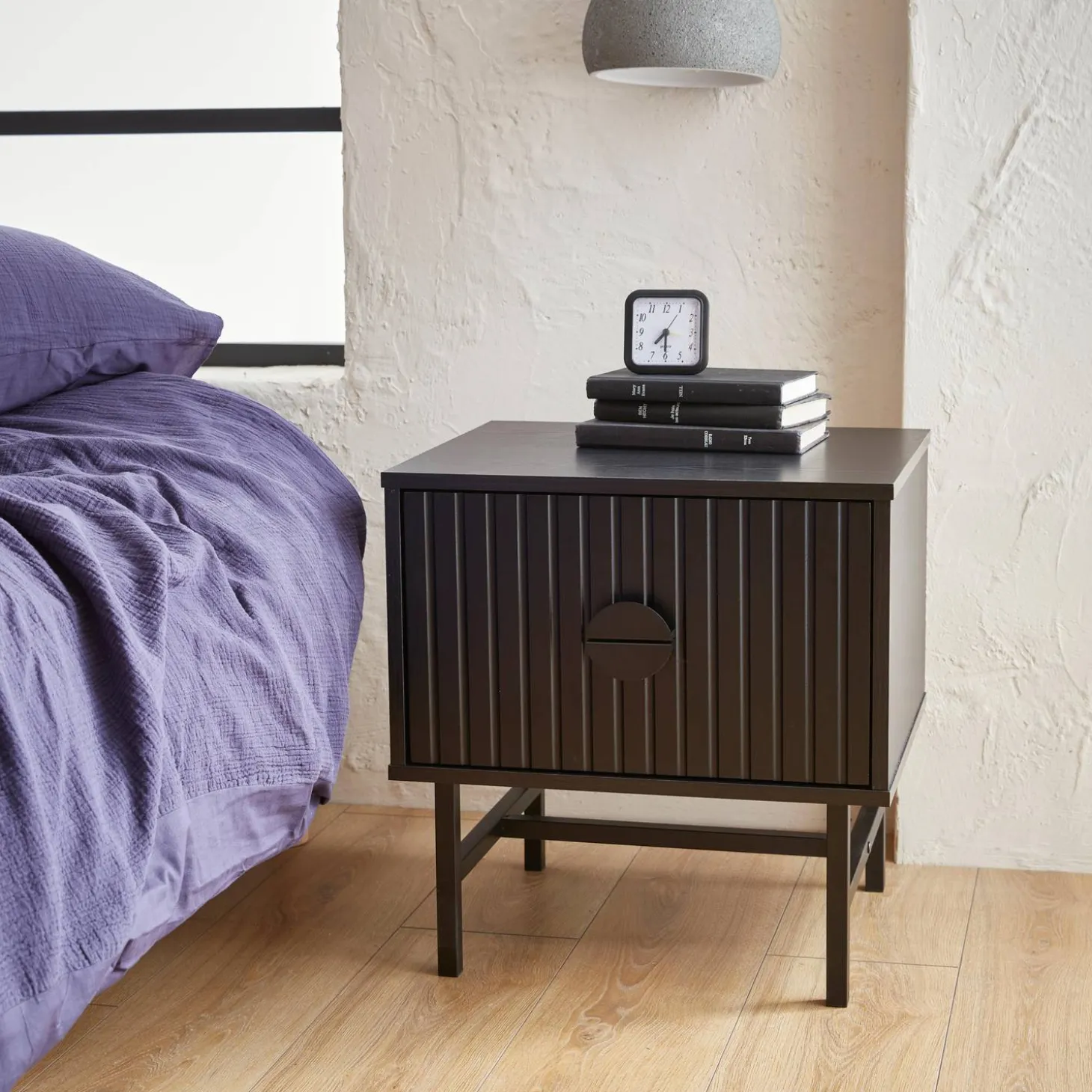 Industrial style bedside table with drawer