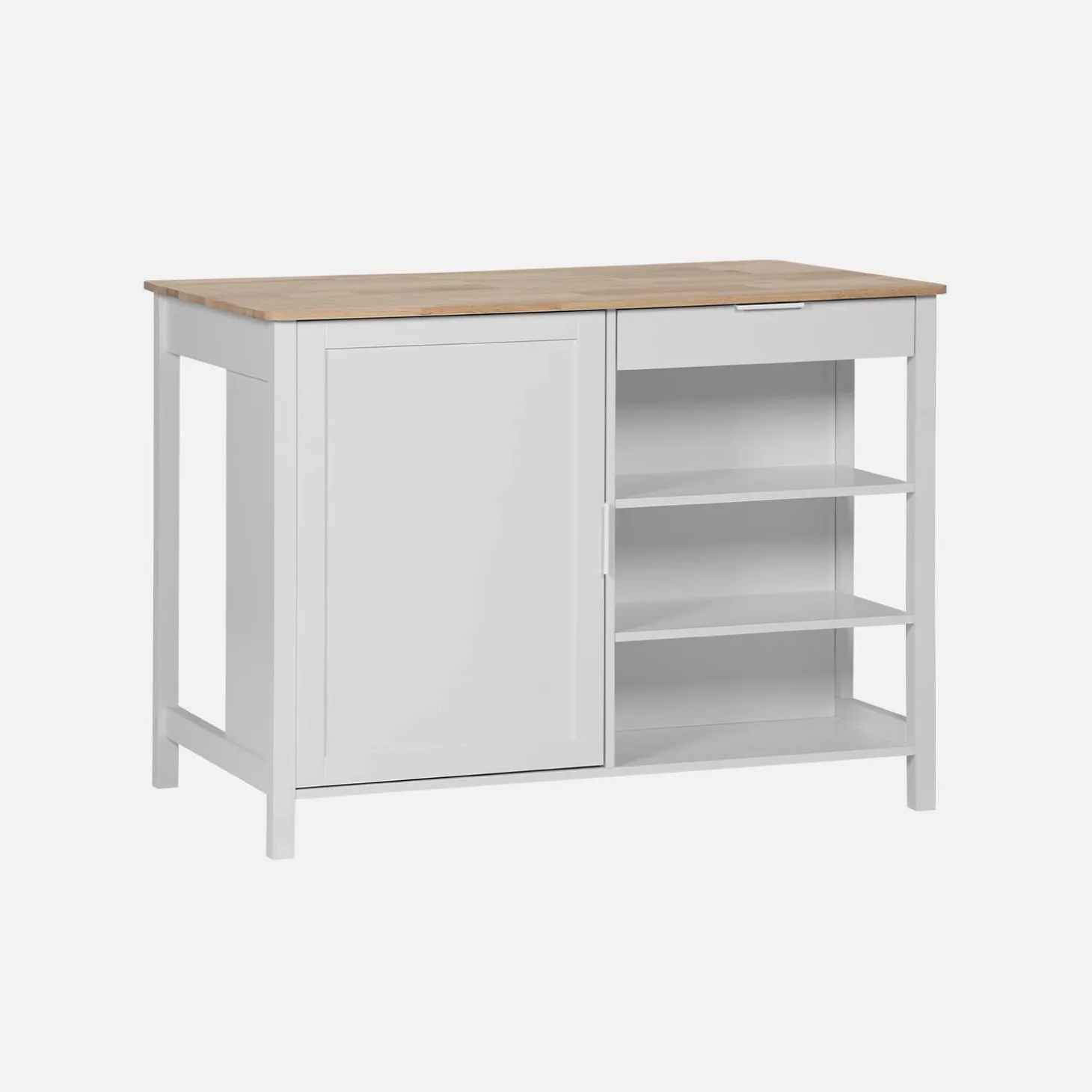 3-in-1 kitchen island, 5 shelves, 1 door, 1 drawer, 120cm