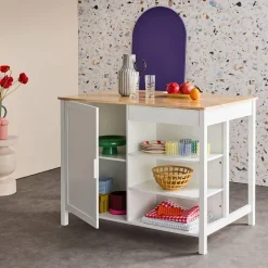 3-in-1 kitchen island, 5 shelves, 1 door, 1 drawer, 120cm