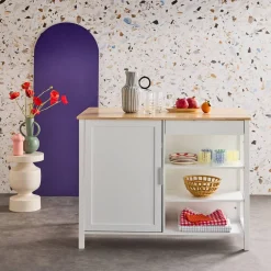 3-in-1 kitchen island, 5 shelves, 1 door, 1 drawer, 120cm