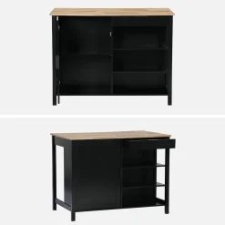 3-in-1 kitchen island, 5 shelves, 1 door, 1 drawer, 120cm