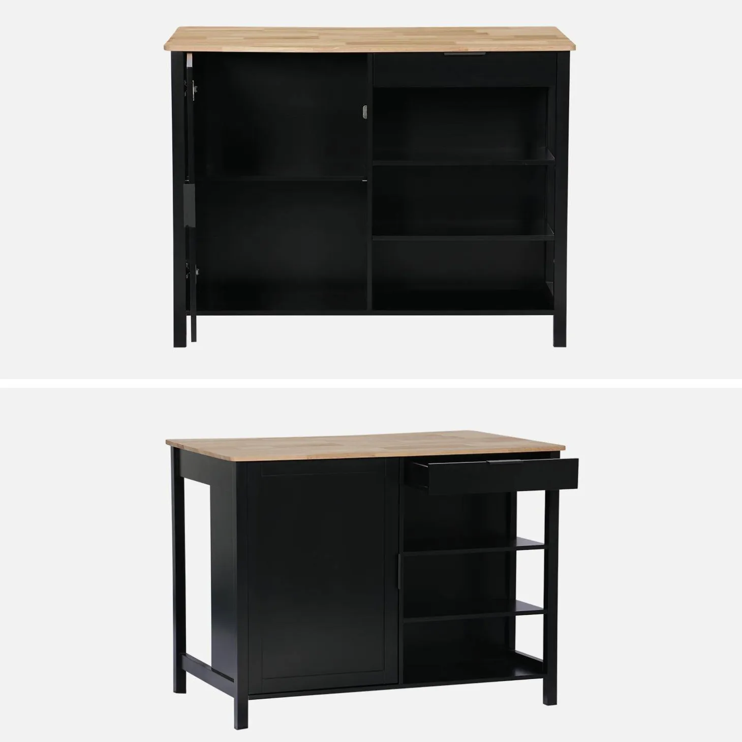 3-in-1 kitchen island, 5 shelves, 1 door, 1 drawer, 120cm