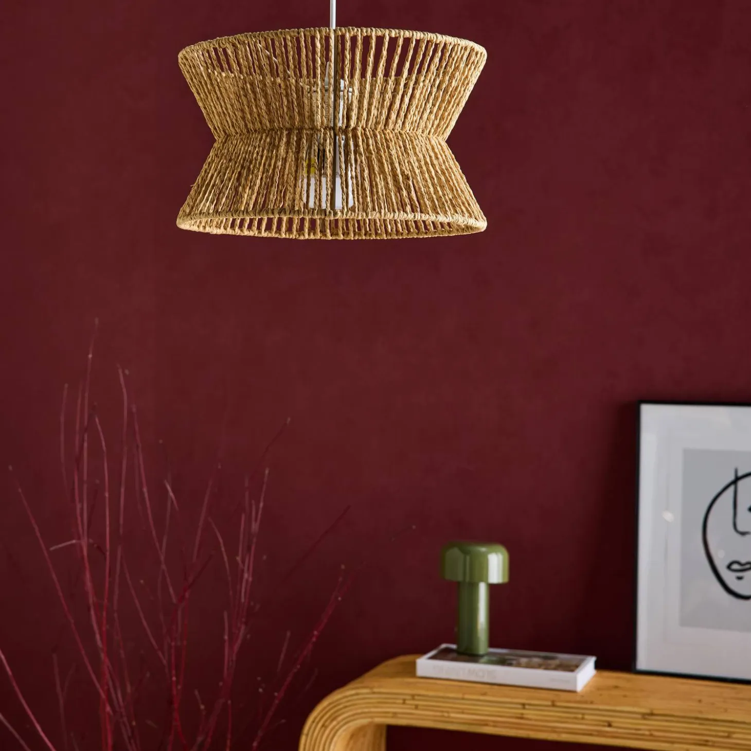 Interior hanging lamp in imitation rattan Ø35cm