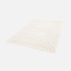 Interior rug cream embossed plant motif