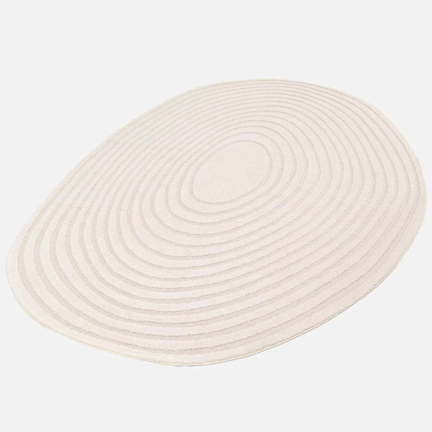 Interior rug pebble-shaped circular pattern cream