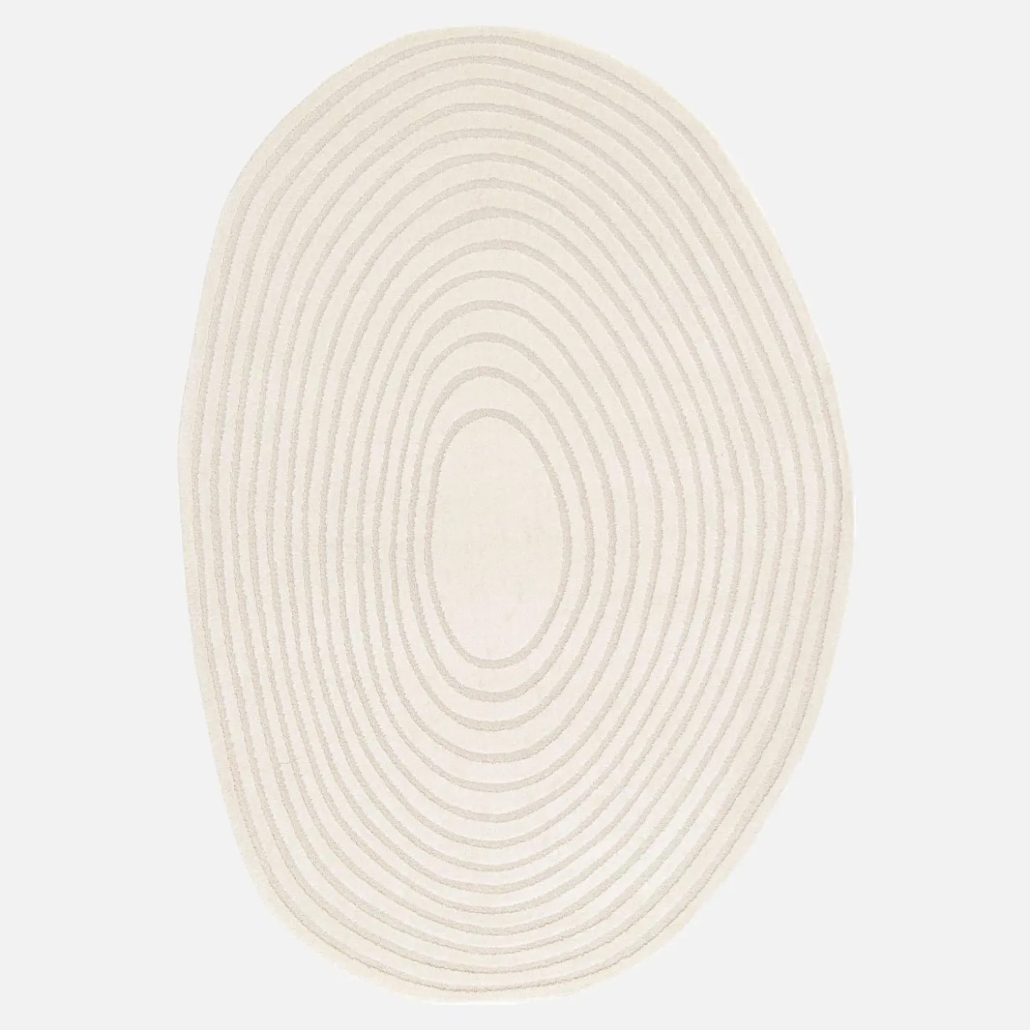 Interior rug pebble-shaped circular pattern cream