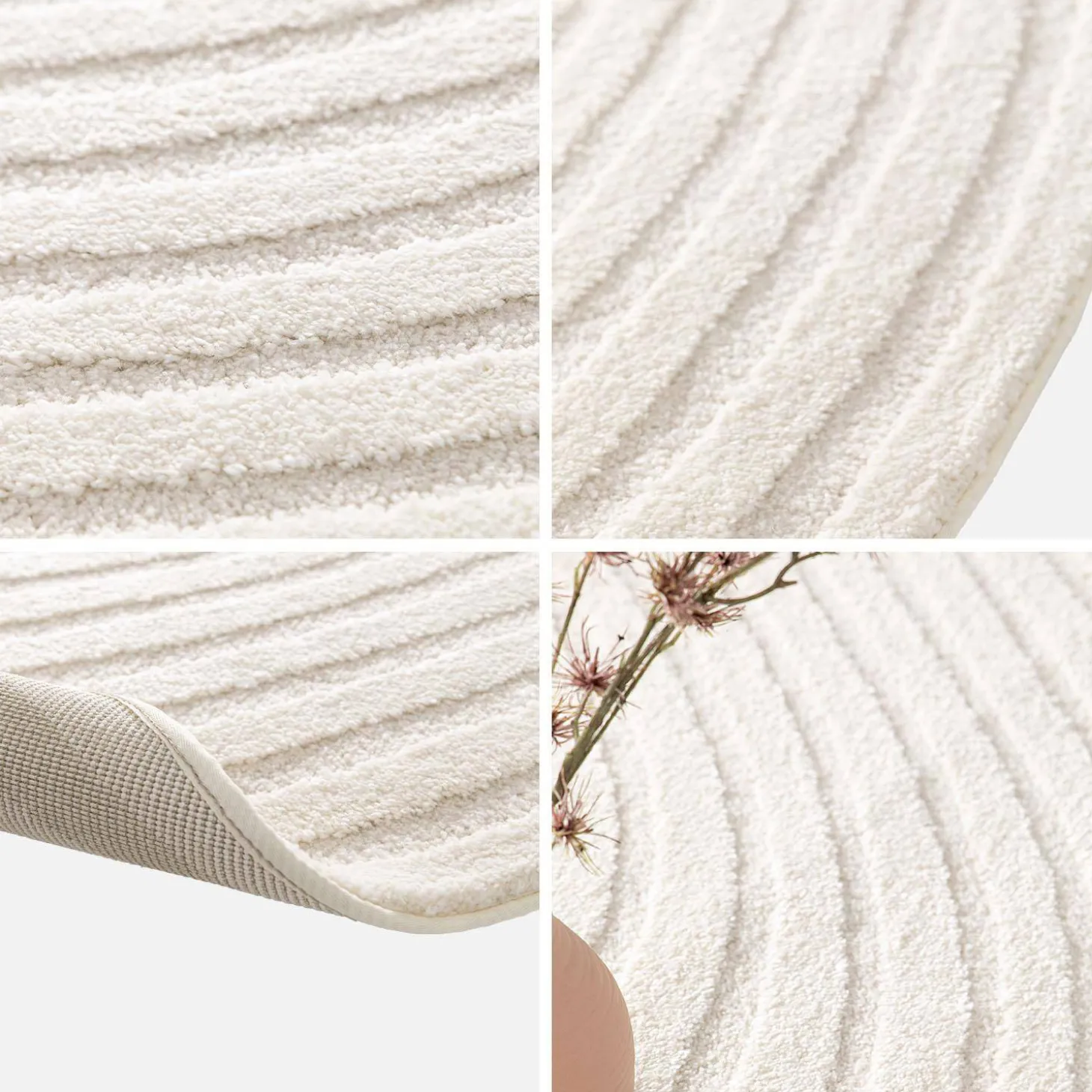 Interior rug pebble-shaped circular pattern cream
