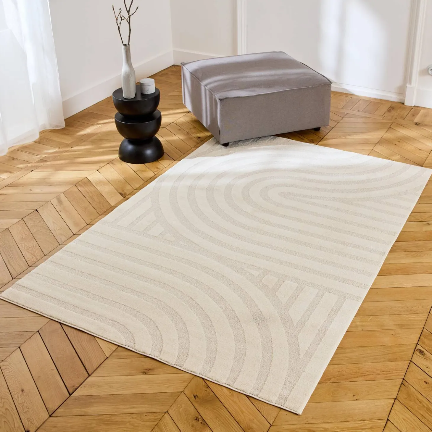 Interior rug with cream arches