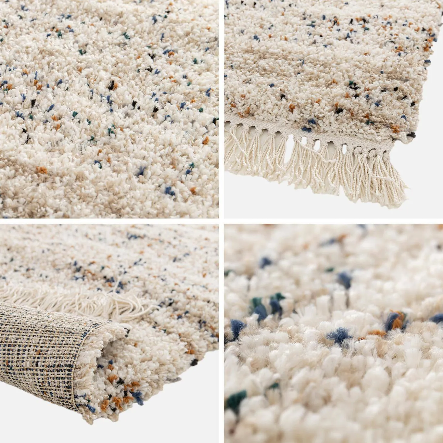 Interior rug with mottled pattern, cream