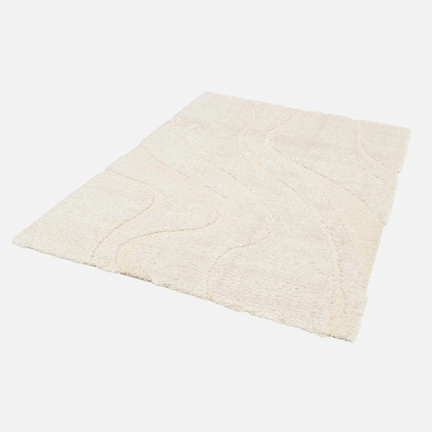 Interior shaggy rug with embossed cream motif