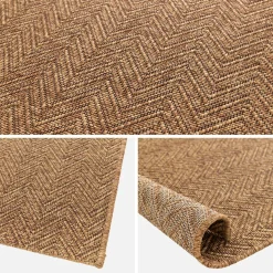 Jute-effect indoor/outdoor rug in caramel