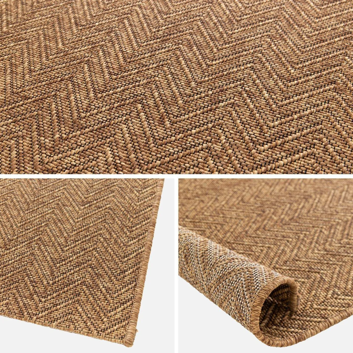 Jute-effect indoor/outdoor rug in caramel