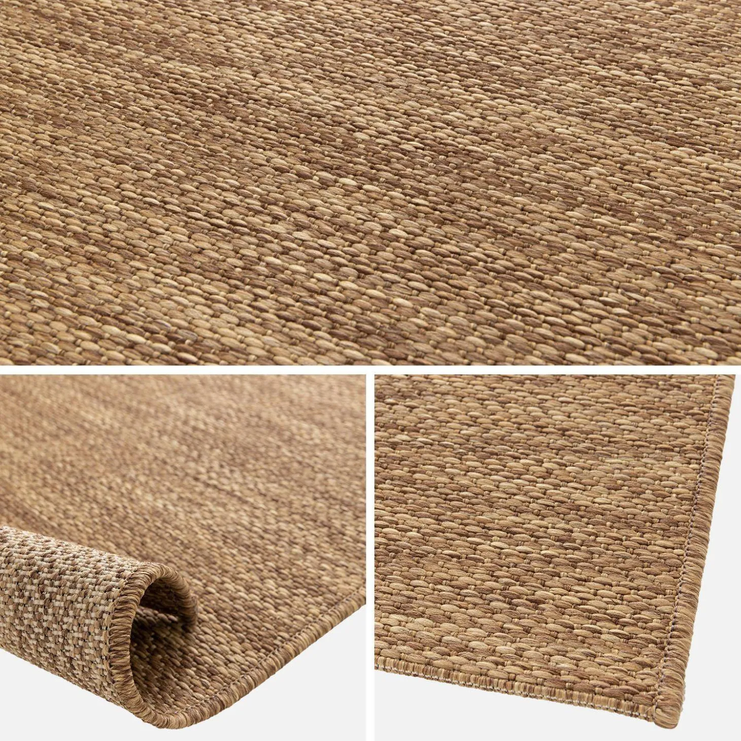 Jute-effect indoor/outdoor rug in caramel