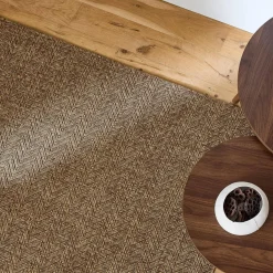 Jute-effect indoor/outdoor rug in caramel