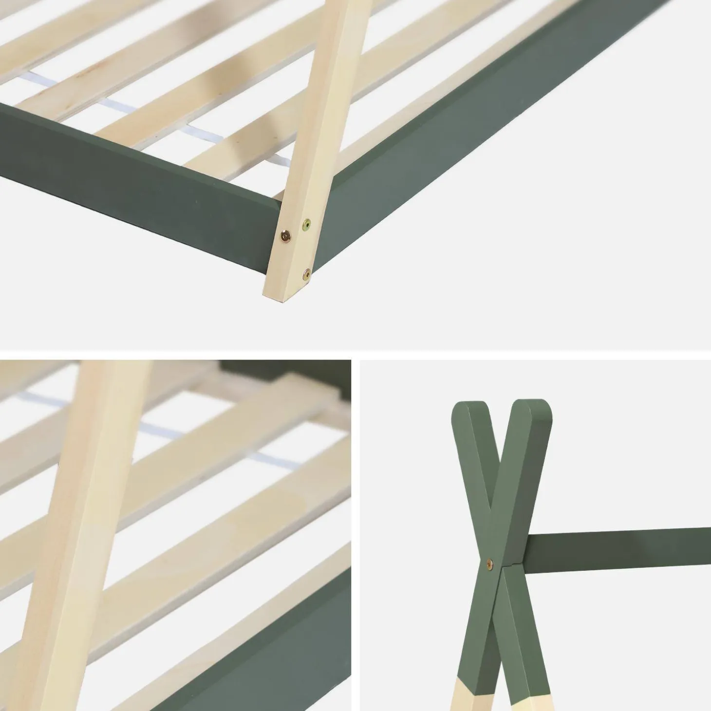 Kid's teepee bed 90 x 190cm natural pine slatted base included