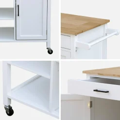 Kitchen serving tray in rubber wood with handle